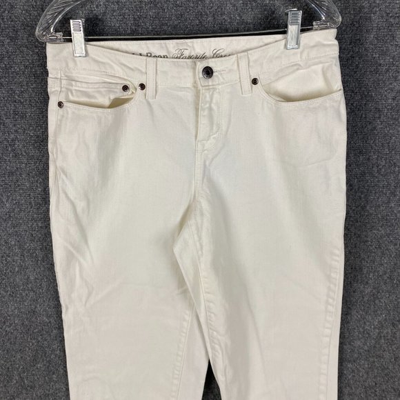 LL Bean Jeans Women's Size 8 Regular Favorite Crop White Cotton Mid Rise - Picture 2 of 7